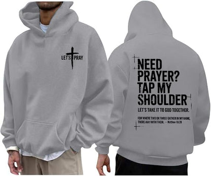 Christian Hoodies for Men Jesus Cross Casual Tops - color: Grey, size: XX-Large