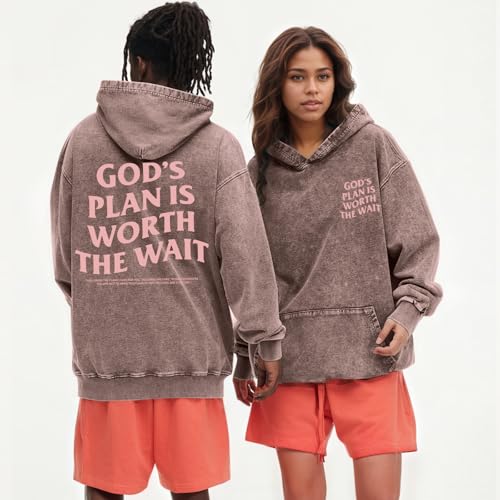 Christian Graphic Hoodies for Women God Bible Verse Oversized Hoodie Religious Letter Print Acid Wash Sweatshirts - color: Brown, size: XX-Large