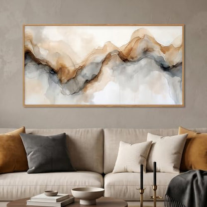 Abstract Neutral Watercolor Framed Canvas Wall Art Set -20"×40" - color: Abstract Neutral Wall Art, size: 20"L x 40"W