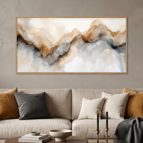 Abstract Neutral Watercolor Framed Canvas Wall Art Set -20"×40" - color: Abstract Neutral Wall Art, size: 20"L x 40"W
