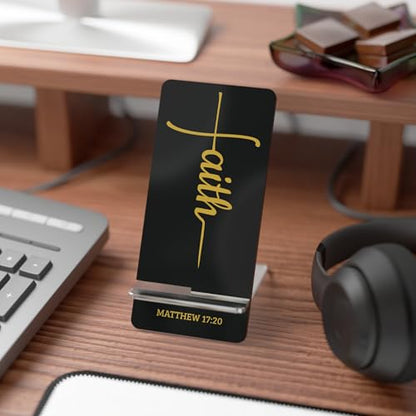 Faith Cross Phone Stand, Desktop Organizer, Religious Bible Verse Tabletop Gift, Office Home Church Accessory, Hardboard Dock