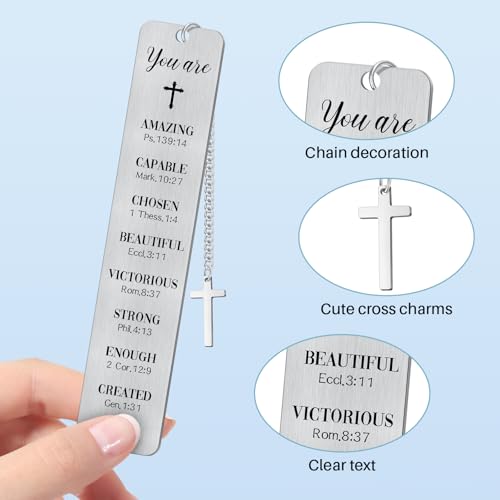 COCHIE 3PCS Metal Bookmark Bulk Christian Gifts, First Communion Gifts for Women Men Girls Boys, Bible Bookmarks with Cross Tassel, Religious Bookmark Faith Gifts Easter Basket Fillers (Cross)