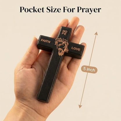 Wooden Wall Cross with Detachable Stand, 5.5in Small Christian Cross - color: Black, size: 5.5"L x 2.7"W