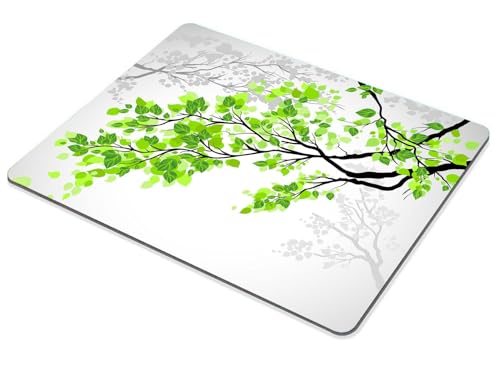 TSSOHU Gaming Mouse Pad, Green and White Leaf on Tree Branch Art Printing Rectangular Mouse Pad, Non-Slip Rubber MousePads for Office Home Laptop, 9.5""x7.9""x0.12"" Inch, WMJMP2425 - color: WMJ125