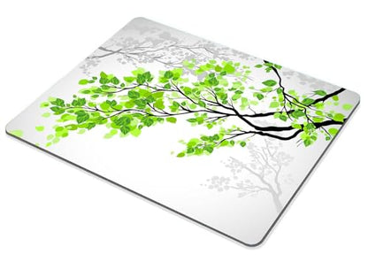 TSSOHU Gaming Mouse Pad, Green and White Leaf on Tree Branch Art Printing Rectangular Mouse Pad, Non-Slip Rubber MousePads for Office Home Laptop, 9.5""x7.9""x0.12"" Inch, WMJMP2425 - color: WMJ125