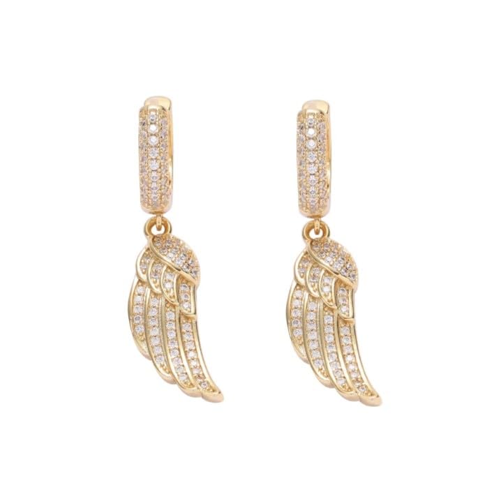 Gold Plated Angel Wing Earrings with stones