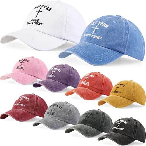Zoooyawn 10 Pcs Jesus Christian Hats Cross Baseball Cap - color: Bright Colors