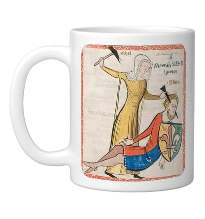 Proverbs 31 29 31 Woman Medieval Christian Art Design Ceramic Mug, White, 11oz - color: White, size: 11 Ounces