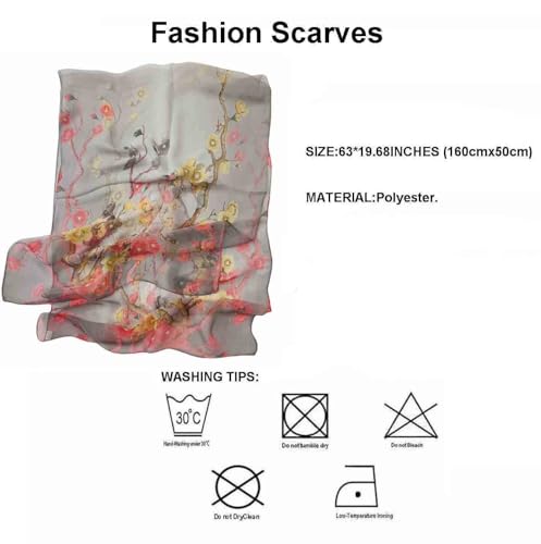 Pokeedioty Scarfs for Women Lightweight Scarves Elegant Floral Pattern Sheer Scarfs Shawls Wraps - color: Yh-114