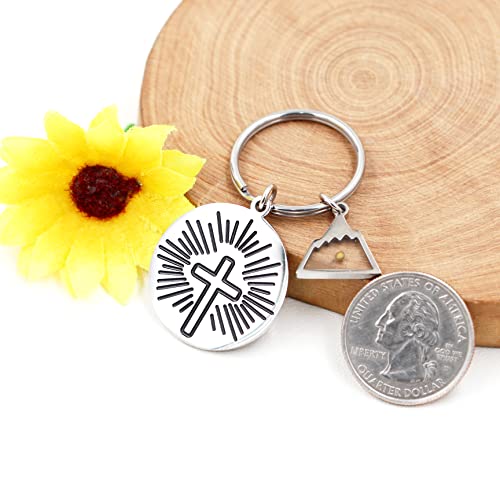 Uloveido Stainless Steel Faith Cross Keychain & Jesus Loves Me Christian Keyring Mustard Seed Charms Religious Jewelry - style: Sun Ray-triangle