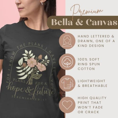 Christian Shirts for Women, Bible Verse Scripture, Jesus Faith Graphic Tee - color: Jeremiah 29:11 - Black, size: X-Large