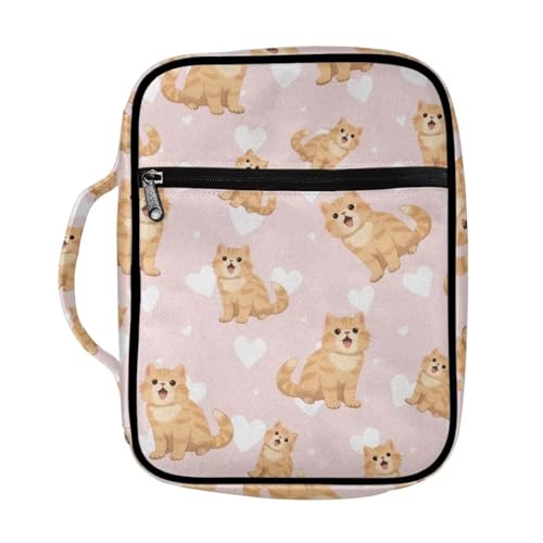 Coldinair Cat Bible Cover for Women Teens Kid Girls,Carrying Book Case Church Bag Bible Holder with Handle and Zippered Pocket - color: Cat