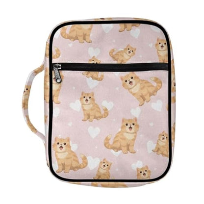 Coldinair Cat Bible Cover for Women Teens Kid Girls,Carrying Book Case Church Bag Bible Holder with Handle and Zippered Pocket - color: Cat