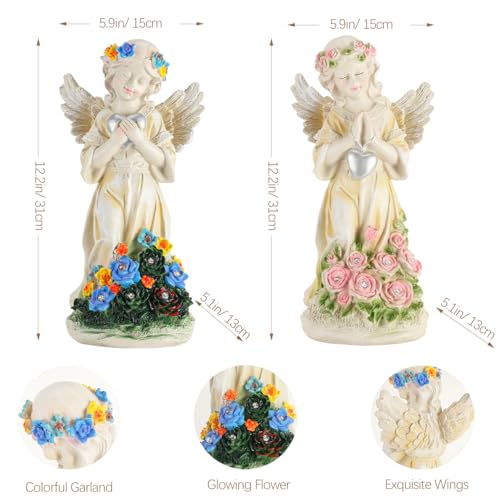 Angel Garden Statue 2Pcs,Love Heart Solar Decor with Warm Light - style: Heart Praying Angel