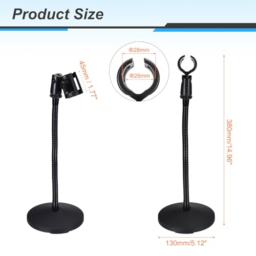 MECCANIXITY Gooseneck Tabletop Microphone Stand 130x380x285mm Adjustable Mic Holder Flexible Wireless Mic Clip Adapter with Weighted Base for Handheld Mics - size: 130x380x285mm