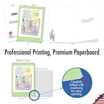 NobleWorks Funny Get Well Soon Cartoon Greeting Card w/Envelope C3299GWG - style: Insurance Card