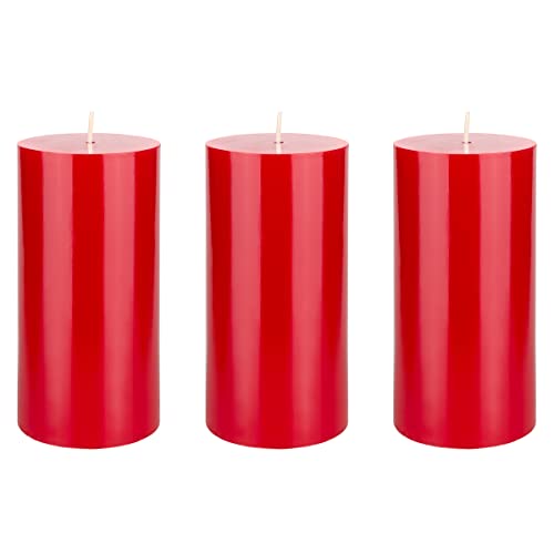 Mega Candles 3 pcs Unscented Solid Red Pillar Candles, Hand Poured Premium Wax Candle 3 Inch x 6 Inch, Home Décor, Spas, Weddings, Occasions, Party, Centerpieces, Holidays, Vigils, Prayers - color: Red, size: 3 Pieces
