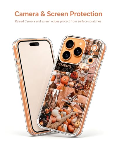 Fall Vibe Aesthetic Phone Case Compatible with iPhone 17 Pro, Autumn Halloween Pumpkin Phone Cover for iPhone 17 Pro - color: Fall Aesthetic