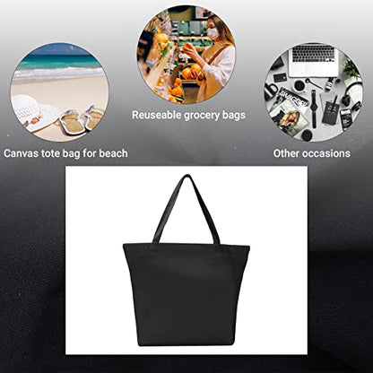 Tote Bag, 17.75x13.75in, 1pcs Black Canvas, Zippered, Reusable, Unisex, All Ages - color: 1pcs Black, size: 17.75"x13.75"