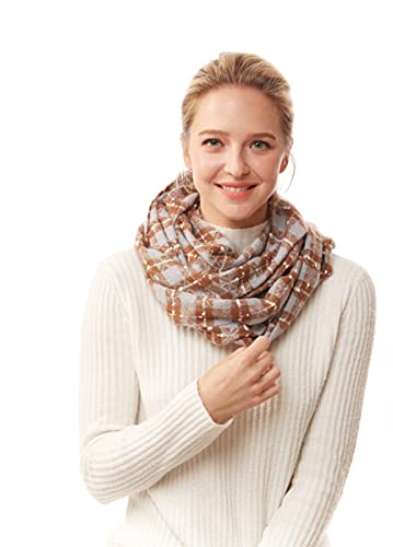 ScarvesMe Women's Check and Plaid Soft Infinity Loop Winter Fall Warm Scarf - color: Lof1252_blue