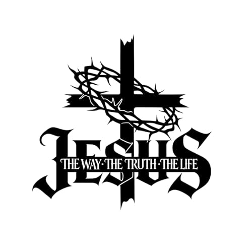 Jesus Wall Art Cross Wall Decor with Crown of Thorns - Metal Christian Wall Art "The Way The Truth The Life" Sign, Black Iron Religious Wall Art & Christian Wall Decor for Home Living Room Church(15.7"L x 15.2"W) - color: Black 15.7 x 15.2 in