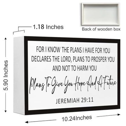 Jeremiah 29:11Wood Sign,For I Know the Plans I Have for You Bible Verses Wood Box Signs,Christian Scripture Plaques for Home Decor - style: Jeremiah 29:11