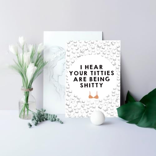 RUALOVE Funny Breast Cancer Card for Her, Breast Cancer Gift, Breast Cancer Encouragement Card, Breast Cancer Sympathy Card Gift, Breast Cancer Get Well Card Fell Better Gift for Women - color: #1