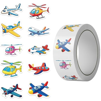 1000 Pieces Airplane Sticker Roll for Kids, 10 Styles Cartoon Stickers - style: Airplane