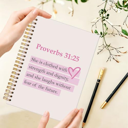 Christian Spiral Notebook for Women,Proverbs 31:25 Bible Journal,A5 - color: Bible-Proverbs 31:25