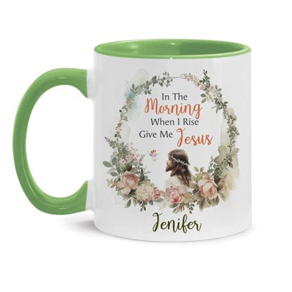 Novelty Mug With Floral Wreath Design, Customized Name Inspiration Coffee Cup, Christian Ceramic Mug 11oz 15oz, Personalized Jesus Cup, Christian Mug Gifts, Custom Religious Accent Cup - color: XUA-324-1559-CHRISTIAN FAITH MUG