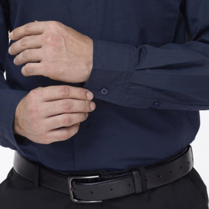 Men's Long Sleeve Clergy Shirt Tab Collar - color: Navy Blue, size: XX-Large