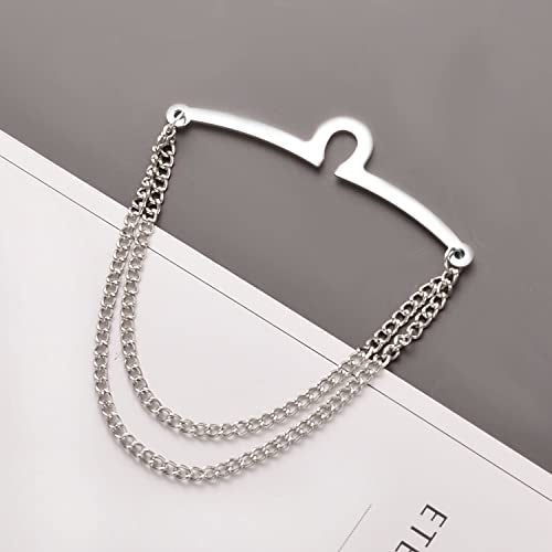 2Pcs Tie Chain for Men Classic with Double Single Gold Silver Elegant Chain Tie Cilp - color: double chain silver (two)