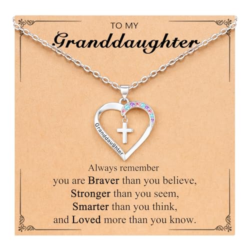 Cross Necklace for Girls- Child of God Gifts for Girls Jewelry - style: Granddaughter