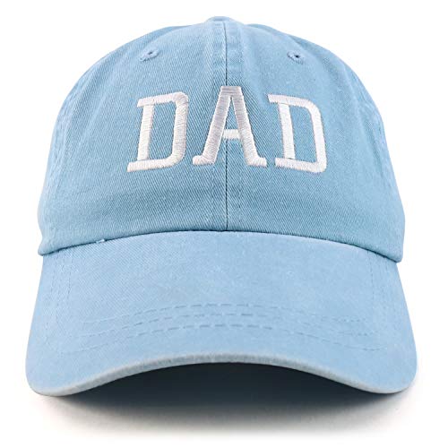 Trendy Apparel Shop Dad Embroidered Pigment Dyed Low Profile Cotton Cap - color: Light Blue