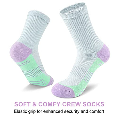 cuangya Women Crew Socks Athletic Cushioned Running Hiking 3-5 Pairs - color: 5 Pairs Ice Cream, size: 5-8