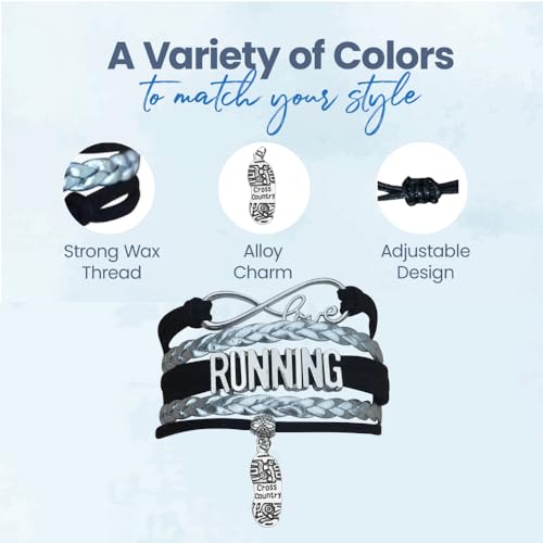Infinity Collection Running Gifts- Runner Bracelet, Jewelry, Adjustable Charm Bracelet- Perfect Cross Country, Track, Marathon Gifts … - color: Running
