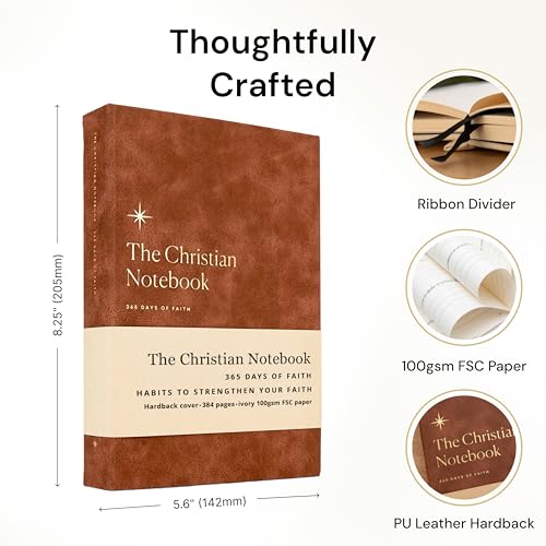 365 Days Of Faith Notebook, Prayer & Bible Study Notebook For Men, Christian Journal In Gift Box (Brown Hardback) - color: Brown Hardback