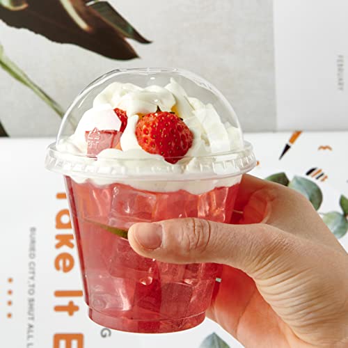 Lilymicky 200 PACK 9 oz Clear Plastic Cups With Dome Lids for Dessert - color: Dome Lids-9 oz