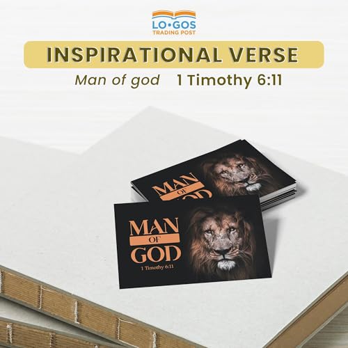 Pass It On Scripture Cards, Lion, Man of God 1 Timothy 6:11, Pack of 25 — Inspirational Bible Verse Wallet Cards, Devotional, Bible Study — Memorization, Small Christian Greetings for Encouragement - color: Man of God