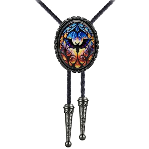 GelConnie Gothic Bolo Tie for Men Women 3D Art Western Cowboy Necktie - color: Bat Bolo Tie