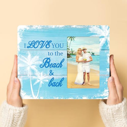Beach Picture Frame Gifts for Couples, I Love You Beach Wedding Wooden Picture Frames, 4x6 inch Photo - color: Purple