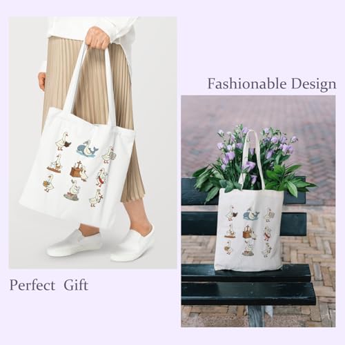 Chicimln Christian Goose Tote Bag, off to Praise the Lord Bible Verse Canvas Tote Bags - color: White 13