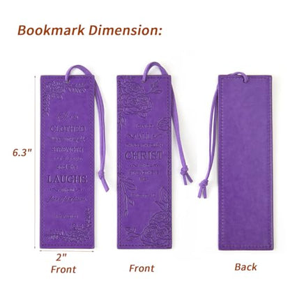 2 Pcs Christian Leather Bookmarks for Women, Purple Christian Gifts for Women Book Marks for Reading Women (Purple) - style: Purple