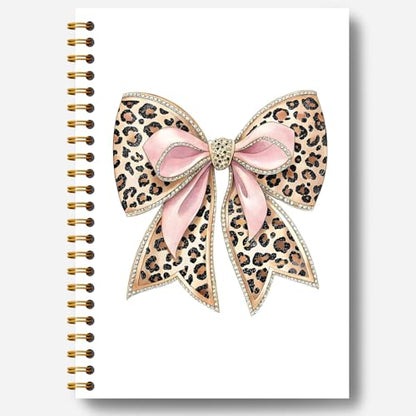 Coquette Leopard Bow Notebook, Cheetah Print Journal, Preppy Girly Aesthetic Journal for Women, Coquette Office Supplies, Trendy Leopard Hardcover Spiral Notebooks 5.5x8.3 Inch - color: Section 16