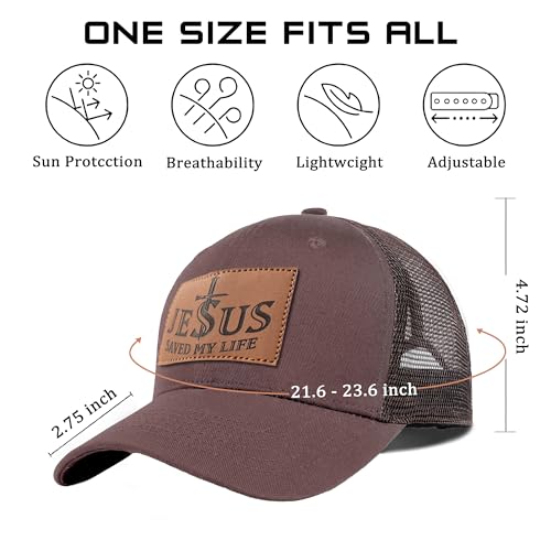 Christian Hats for Men & WomenJesus Cross HatChristianReligious GiftsforVarious Festivals&BirthdaysFaith Baseball/Trucker Cap - color: Brown