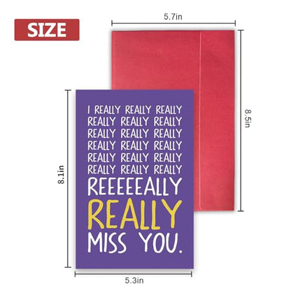 Funny Miss You Card, Long Distance Friendship Card, Humor Thinking of You Card for Friend, Boyfriend, Girlfriend, Family, Relatable Meme Style - color: I Really Miss You