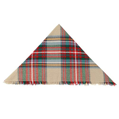 American Trends Scarfs for Women Winter Triangle Scarf Classic Plaid Warm Scarf Soft Scarves Knitted Wrap Shawl - color: Beige & Red & Green