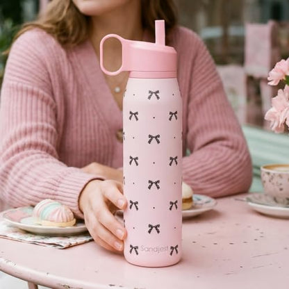 Bow Stainless Steel Water Bottle with Twist Lid 20oz, Travel Insulated Water Bottles for Sports & Gym, Gift for Women Girls Friends Birthday Christmas - color: Bow 3