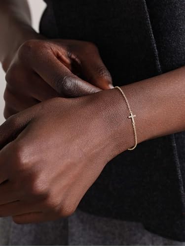 Robaice 18K Gold Plated Cross Charm Bracelet for Women - color: F Gold Cross Bracelets