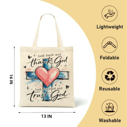Faith Canvas Tote Bag, Christian Gifts for Women Mama Sister Inspirational Bible Verse Birthday Christmas - color: Christian 884